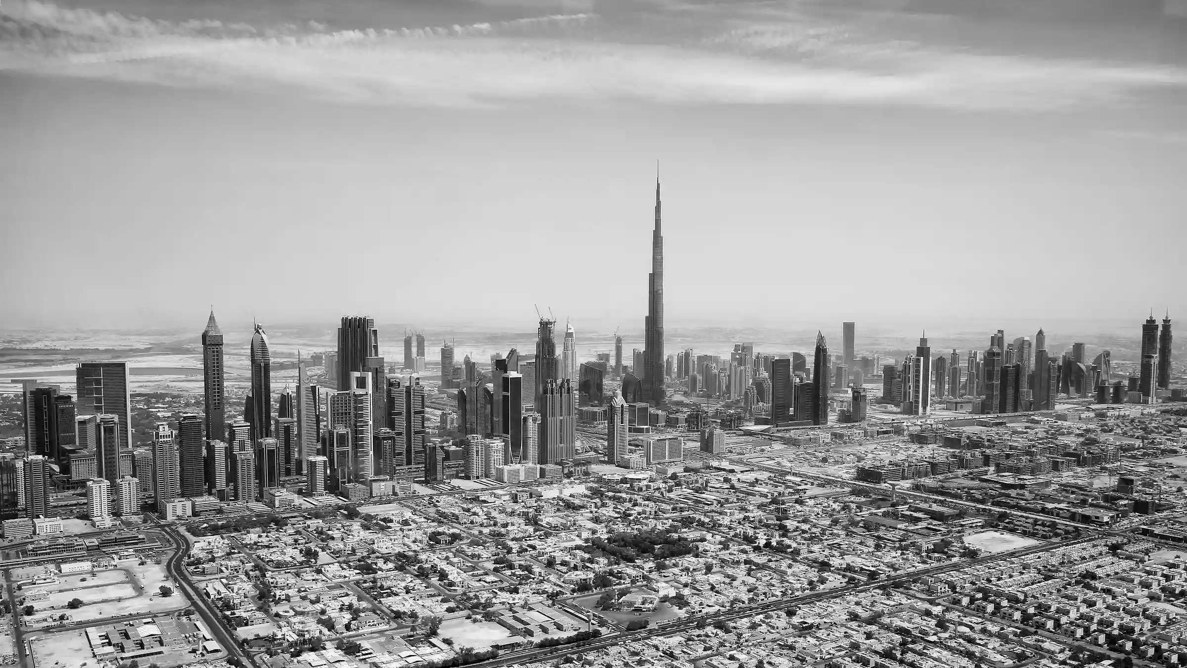 The Burj Khalifa and the Dubai skyline.